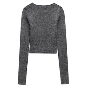 NWOT Zara Knitted Crop Top with Shimmering Thread Size Medium